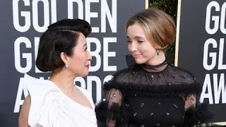 sandra oh and jodie comer praising each other for 3 minutes straight