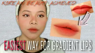 EASIEST WAY HOW TO GET GRADIENT LIPS | ONE TONE USED‼️| Korean beauty