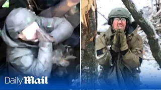 Russian troops surrender to Ukrainian drones in rare footage from the frontlines