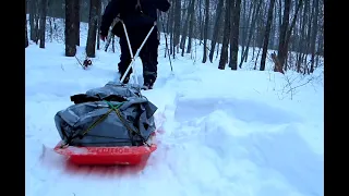 Snowshoeing with DIY EraPro/Paris Expedition Pulk Sled