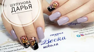 Correction of down growing nails /Bright neon simple nail design /Roses on nails /Shulunova Daria