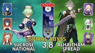 New 3.8 Spiral Abyss│Sucrose National and Alhaitham Spread |Floor 12 - 9 Stars| Genshin Impact