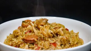 EASY ONE POT JAMBALAYA RECIPE | CHICKEN & SAUSAGE JAMBALAYA