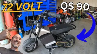 When you install a 72-volt QS90 motor on a small mini-bike frame.