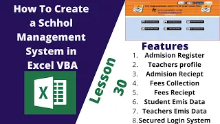 How To Create A School Management System in MS Excel And VBA Lesson 30