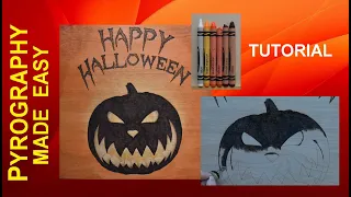 Wood Burning for beginners - Halloween Pumpkin Sign - pyrography tutorial