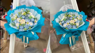 Cách bó hoa hồng xoắn dạng tròn | round flower bouquet | Giấy FlowerS