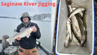 Jigging for Saginaw River Walleyes in January