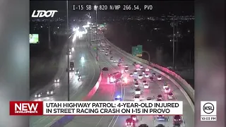 Troopers urge caution after 4-year-old injured in apparent street racing crash on I-15 in Provo