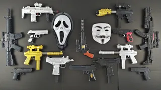 Scary Masks and Airsoft Guns !! Gold&Silver Tec-9 Machine Gun - Desert Eagle & Uzi Shooting Test