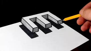 How to Draw 3D Floating Letter E - Easy Trick Art for Kids