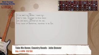 🎸 Take Me Home, Country Roads - John Denver Guitar Backing Track with chords and lyrics