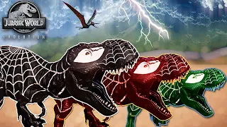 🌍 Jurassic World Evolution BLACK SPIDERMAN TREX vs HULK STEGOCERATOPS & SUPERMAN SPINOSAURUS & JOKER