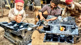 80-year-old man brilliantly restores broken engine block to genuine one