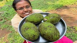 Cooking Curry Jackfruit Gravy by Sister in Village / Curry Jackfruit Recipe / Bread Fruit Recipe