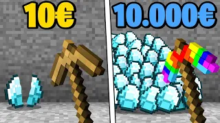 1€ ARME Spitzhacke vs. 10.000€ REICHE Spitzhacke in Minecraft!