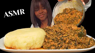 ASMR FUFU & EGUSI SOUP MUKBANG |No meat| Nigerian food (NoTalking) Soft Eating Sounds| Vikky ASMR