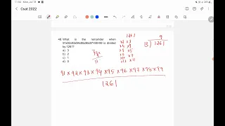 CSAT 2022 Answer Key - What is the remainder when 91X92X93X94X95X96X97X98X99.....