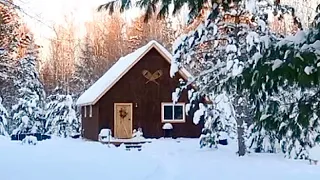 Off Grid Cabin Life: -35F Cold Winter Weather, Building Wood Bins