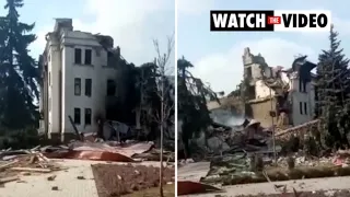 Footage shows Mariupol theatre in ruins after Russian bombing