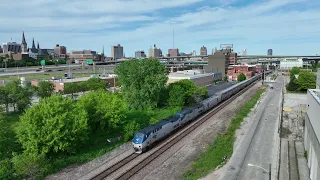 Amtrak 7 Empire Builder with new Borealis Trains May 19 2024 leaving Milwaukee WI