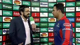 Psl 5 match 26 man of the match Sharjeel Khan complete interview in post match presentation ceremony