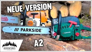 TEST: Parkside Kettensäge PBKS 53 A2 mit 2kW vs. Stihl MS260