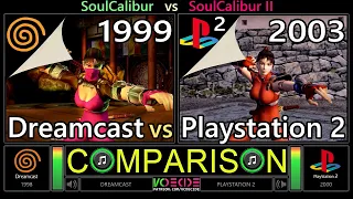 Dreamcast vs PlayStation 2 (SoulCalibur vs Soul Calibur II) Side by Side Comparison  @vcdecide