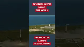 FALCON BOOSTER ROCKETS LANDING SIMULTANEOUSLY #shorts #elonmusk #spacex #spaceexploration #subscribe