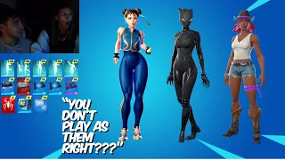 Girlfriend Reacts To My Fortnite Skins