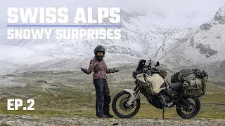 SNOWY surprises! An EPIC MOTORCYCLE adventure SWISS ALPS - Great St Bernard, Simplon, Nufenen EP.2