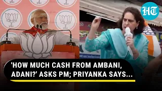 PM Modi Says Congress Took Black Money Sacks From Ambani, Adani; Priyanka Gandhi Responds | LS Polls