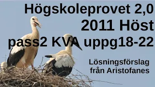 HP 2,0 2011 höst pass2 KVA uppg18-22 Tips och lösningar till högskoleprovet av Aristofanes