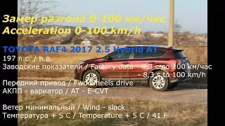 Замер разгона 0-100 км/час Toyota RAV4 2.5 Hybrid