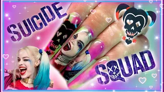 Harley Quinn Nails! 🤩 XXL Suicide Squad Hand Painted Nail Art | DIY using Saviland | Watch Me Work!