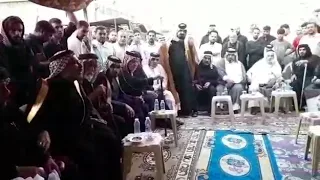الشيخ محمد الزامل رئيس عام قبيلة العجرش اثناء تحويلة قبيلة بني طرف البوعفري على قبيلة العجرش العصوان