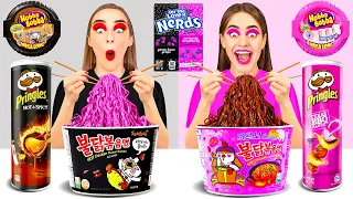 Black vs Pink Food Challenge #8 | Eating Everything Only In 1 Color For 24 Hours by DaRaDa Challenge
