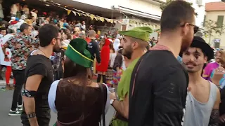 Purim (all dressed up) on King George Street in Tel Aviv, Israel .... What a great party