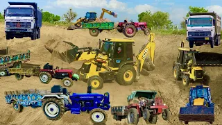 JCB 3dx Xpert 4wd Mahindra Arjun NOVO4wd Eicher 485 Mahindra 275 Eicher Making Pond #jcb #jcbvideo