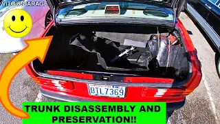 Mercedes 190E Trunk Disassembly, Cleanup, Rust Repair & Preservation!