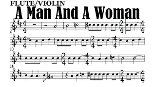 A Man and A Woman Flute Violin Sheet Music Backing Track Play Along Partitura