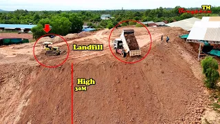 Summary Full Video, Excellent Project & Activities Of Bulldozer KOMATSU D20P & Dump Truck Unloading