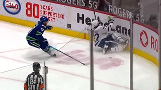 Zach Bogosian Slams Into Boards After Losing An Edge