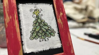 Easy Doodle Christmas Tree with Inktense Pencils on Fabric