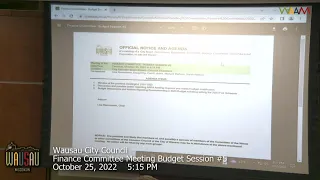 Wausau Finance Committee Budget Session #5 - 10/25/22