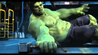 Hulk trying to lift Thor's hammer