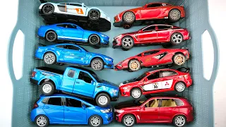 Box full of Model Car Jaguar, Nissan, Audi, Maserati, Peugeot, Pickup Truck , Police Pickup Truck 07