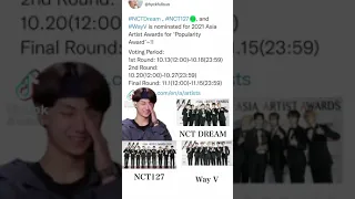 When WAY V, NCT 127, NCT Dream got nominated for the same award!! (helppp TT_TT) #way_v #NCT #NCT127