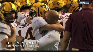 Minnesota Gophers 4 time cancer survivor Casey O’Brien plays and embraces coach PJ Fleck - Amazing!