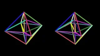 16-cell-3d-multicolor. Rotation in four-dimensional space. 4D. Fourth dimension. Hyperspace.